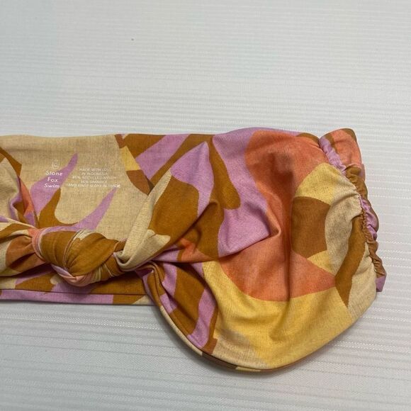 Free People x Stone Fox Swim Lele knotted bikini top tropics Size Large New - Picture 2 of 7